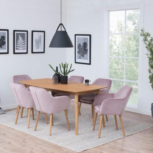 Emilia Spisebordsstol Dusty Rose Polyester Armlæn