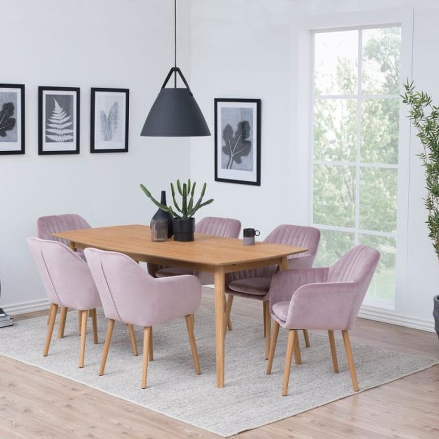 miljoe-emilia-spisebordsstol-i-dusty-rose-polyester-med-armln-og-stel-i-egetr-0000074716-1 Emilia Spisebordsstol Dusty Rose Polyester Armlæn