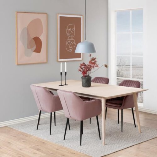 Emilia Spisebordsstol Dusty Rose Stof Armlæn