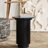 ERIE Rundt Sidebord i Sort/Beige Malet Mangotræ med Marmor Bordplade fra Nordal | Ø40x54 cm hos uniquebeds, home & living - Billede 2
