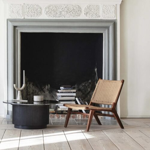 ERIE Rundt Sidebord i Sort/Beige Malet Mangotræ med Marmor Bordplade fra Nordal | Ø40x54 cm hos uniquebeds, home & living - Billede 4