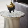 ERIE Rundt Sidebord i Sort/Beige Malet Mangotræ med Marmor Bordplade fra Nordal | Ø40x54 cm hos uniquebeds, home & living - Billede 6