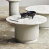 ERIE Rundt Sofabord i Beige Mangotræ med Marmor Bordplade fra Nordal | Ø75/90x40 cm hos uniquebeds, home & living - Billede 2