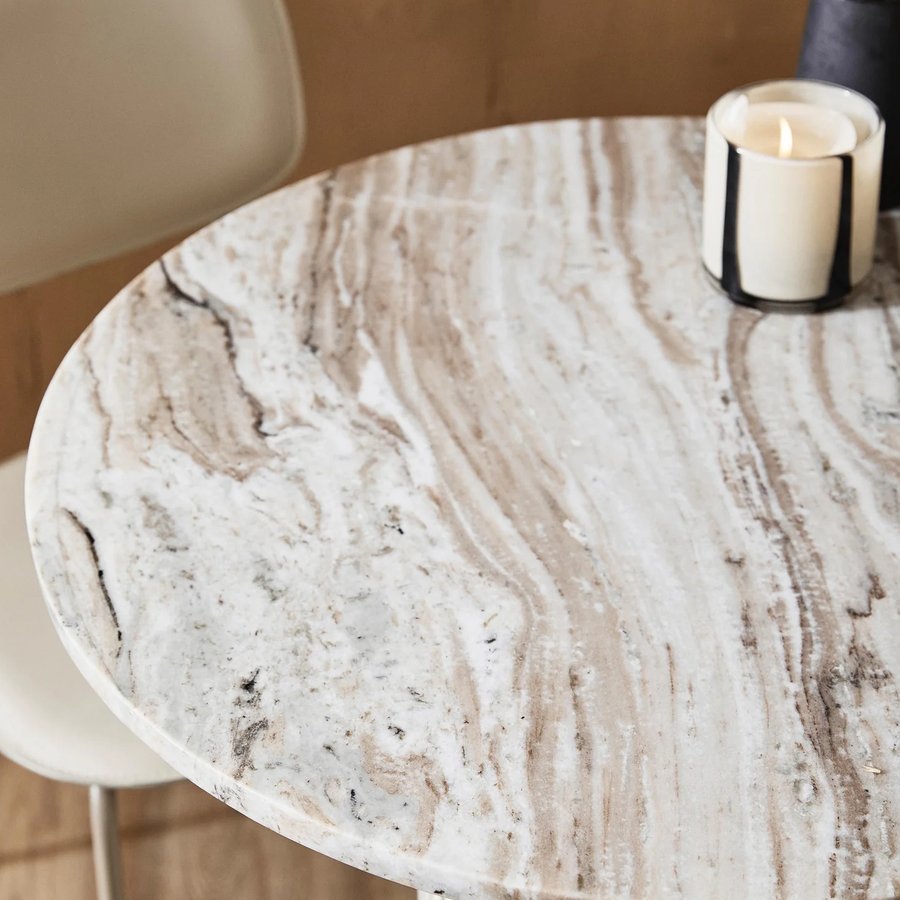 ERIE Rundt Sofabord i Beige Mangotræ med Marmor Bordplade fra Nordal | Ø75/90x40 cm hos uniquebeds, home & living - Billede 3