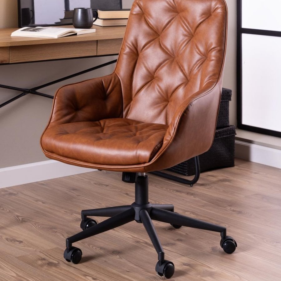 miljoe-erik-skrivebordsstol-i-cognac-pu-retro-med-armln-drejefunktion-og-gasp-0000109073-2 Erik Skrivebordsstol Cognac Pu Retro Armlæn