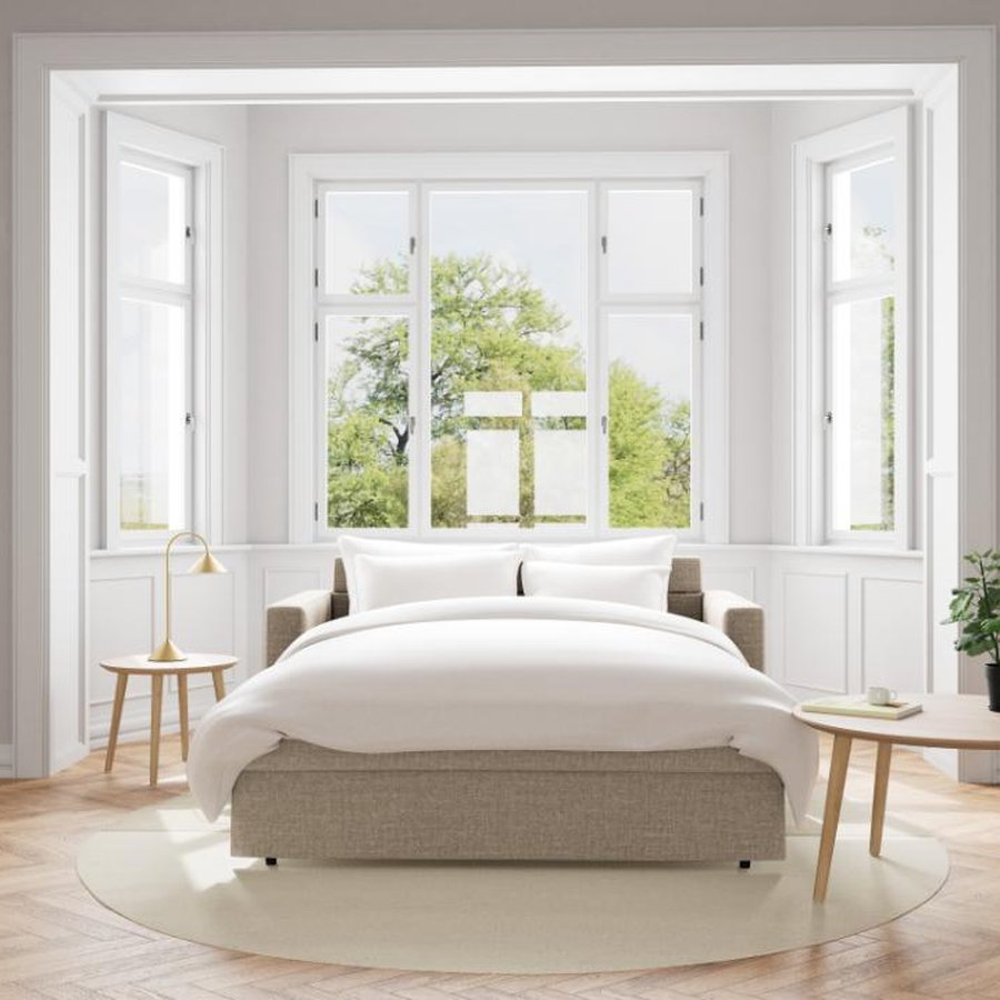 Fleury Sovesofa Beige Stof Armlæn Foldbar