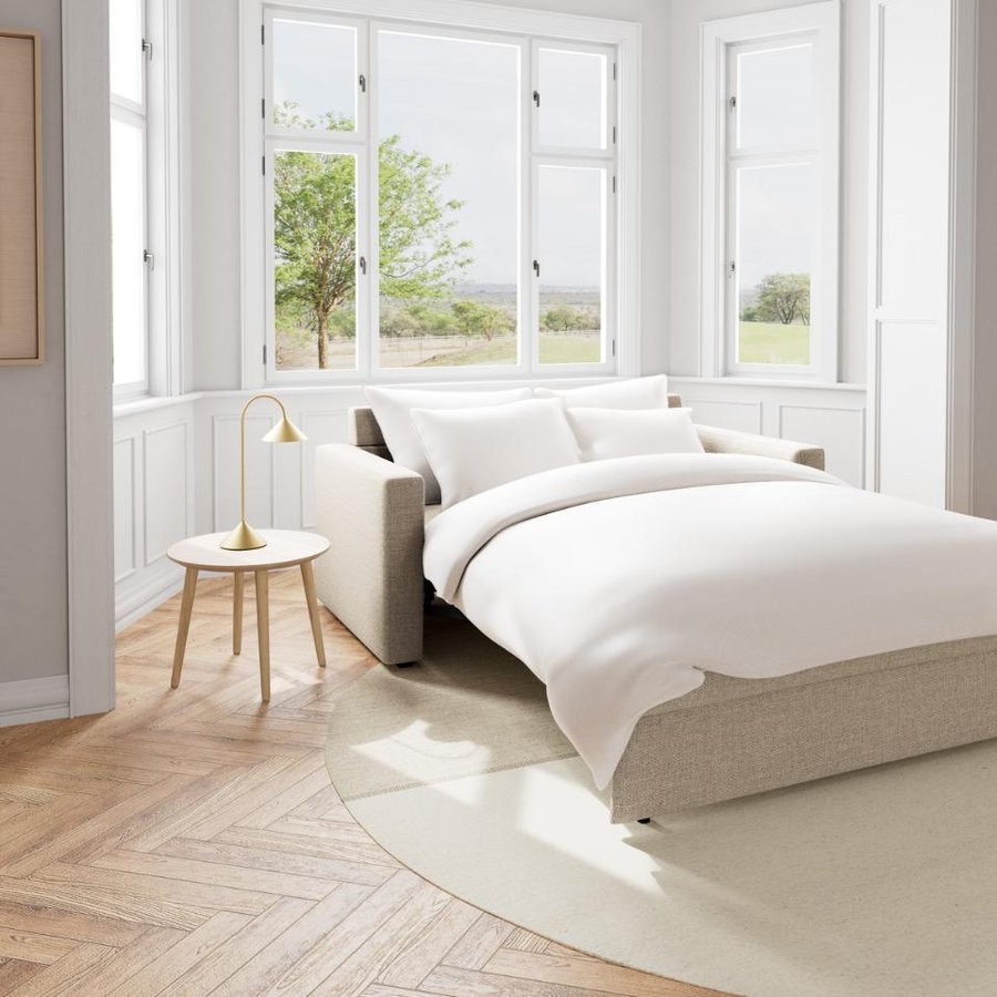 Fleury Sovesofa Beige Stof Armlæn Foldbar