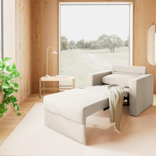 Fleury Sovesofa Beige Stof Armlæn Stel