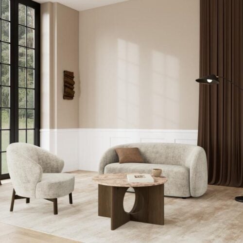 Foley Sofabord Latte Marmor Stel Smoked