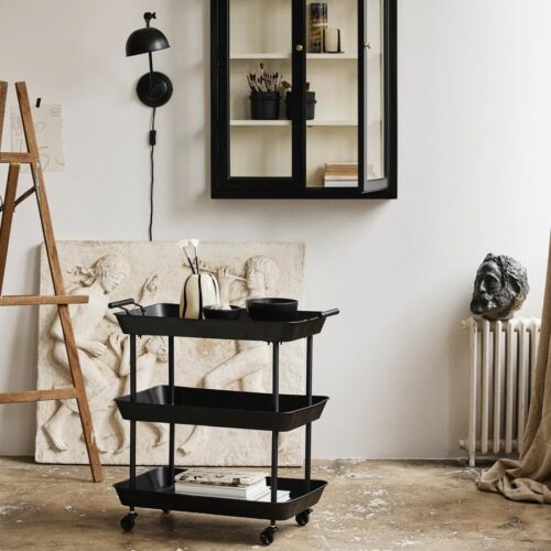 FULDA Rullebord i Sort Metal med 3 Hylder fra Nordal | 66x41x78 cm hos uniquebeds, home & living - Billede 2