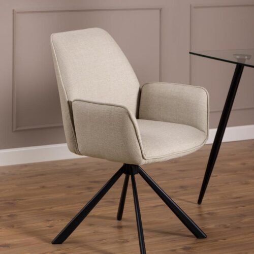 Glenda Spisebordsstol Beige Stof Armlæn Stel