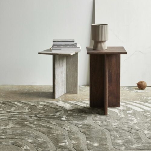 GLINA Sidebord Sæt i Mangotræ og Marmor fra Nordal | 35x35x58 cm | Mørk Brun, Beige hos uniquebeds, home & living - Billede 3
