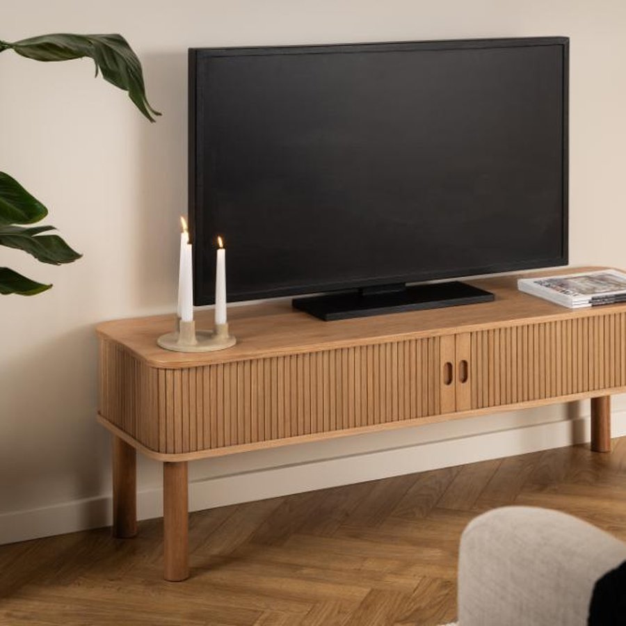 Langley Tv Bord Natur Egetræ Jalousilåge