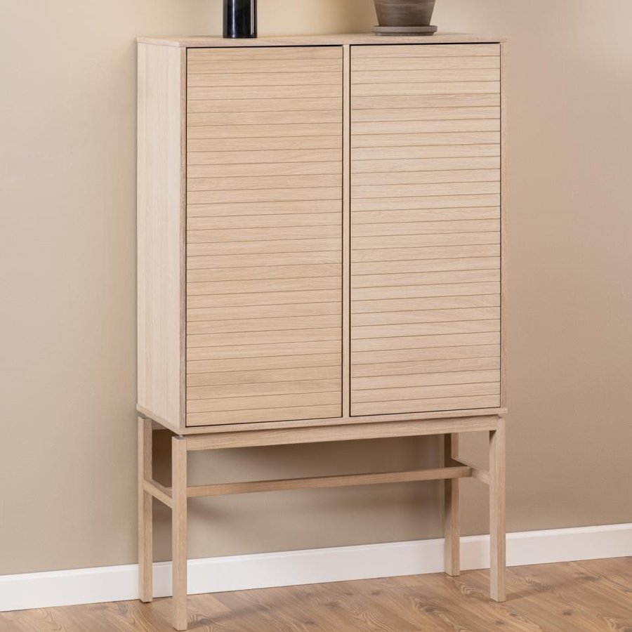 Linley Skab Hvidpigmenteret Egetræ Lamelfront Skub
