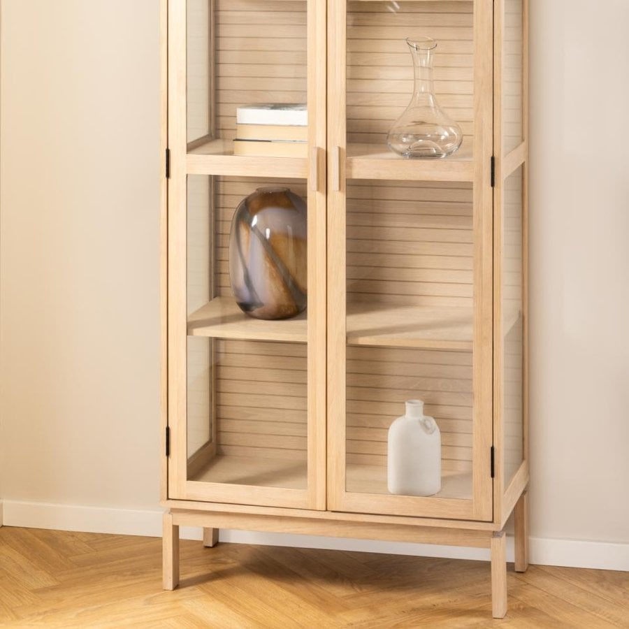 Linley Vitrine Hvidpigmenteret Egetræ Lamelbagside Stel