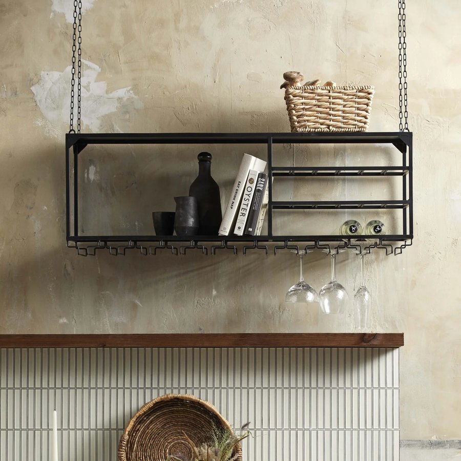 LOFT Køkkenhylde i Sort Metal til Ophæng fra Nordal | 120x30x43 cm hos uniquebeds, home & living - Billede 3