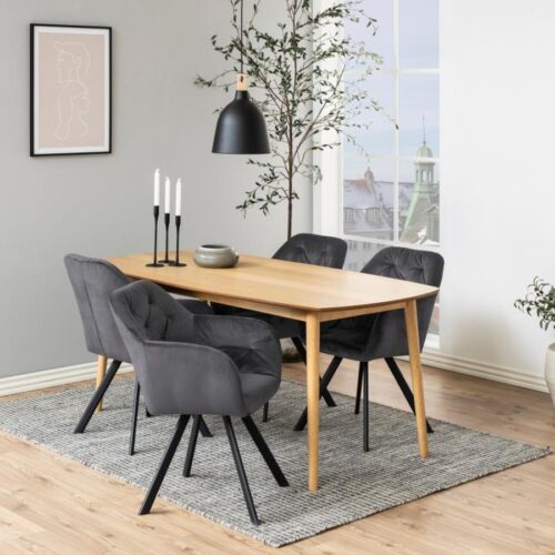 Lola Spisebordsstol Mørkegrå Stof Armlæn Stel