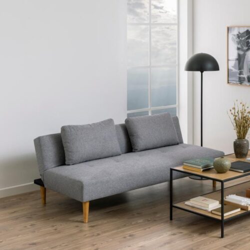 Lucca Sovesofa Lysegrå Stof Stel Egebejdset