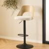 Lucy Barstol Beige Stof Egetræ Drejefunktion
