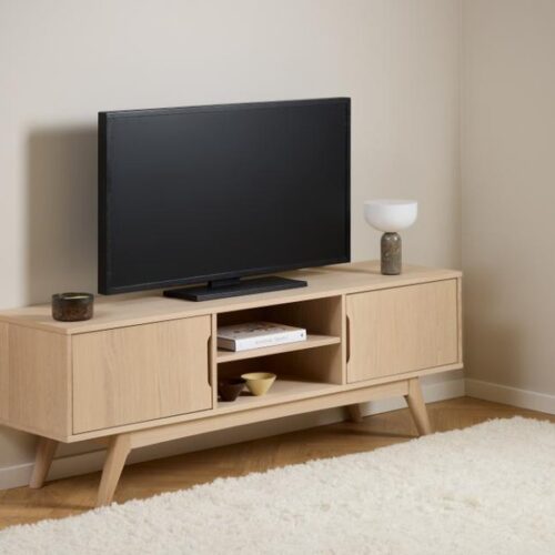 Marte Tv Bord Hvidpigmenteret Egetræ Kabelgennemføring