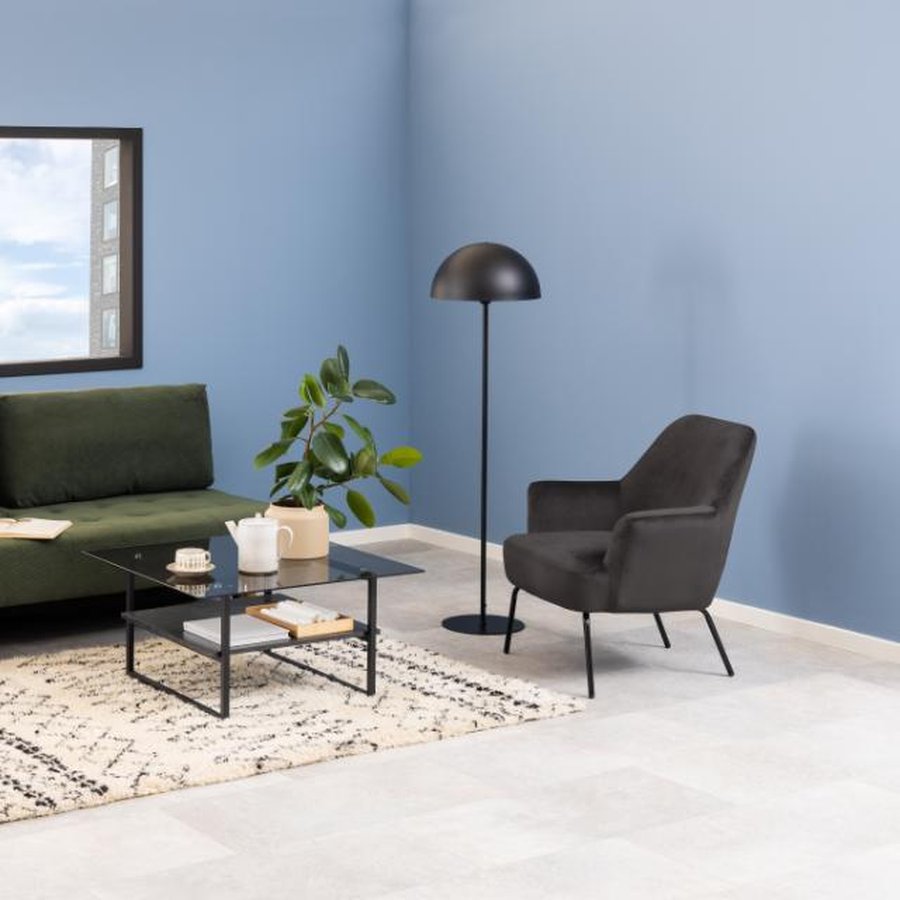 miljoe-melissa-lounge-stol-i-mrkegr-stof-med-armln-og-stel-i-sort-stl-fra-act-0000090653-1 Melissa Lounge Stol Mørkegrå Stof Armlæn