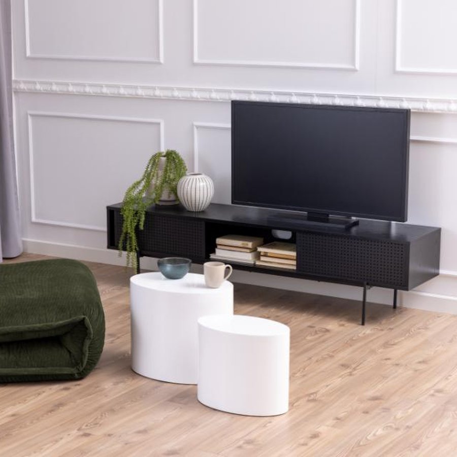 Mice Oval Sofabordssæt Hvid Mdf Actona