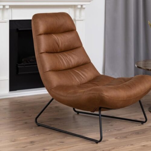Milford Lounge Stol Cognac Stof Horisontal