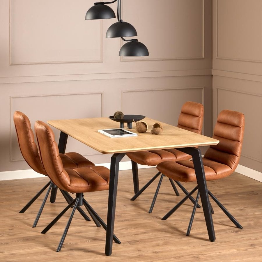 Milford Spisebordsstol Cognac Stof Drejefunktion Stel