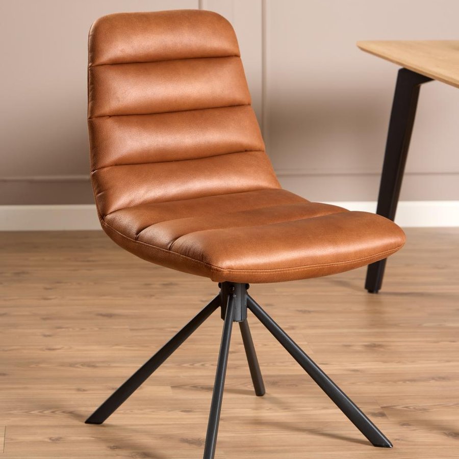 Milford Spisebordsstol Cognac Stof Drejefunktion Stel