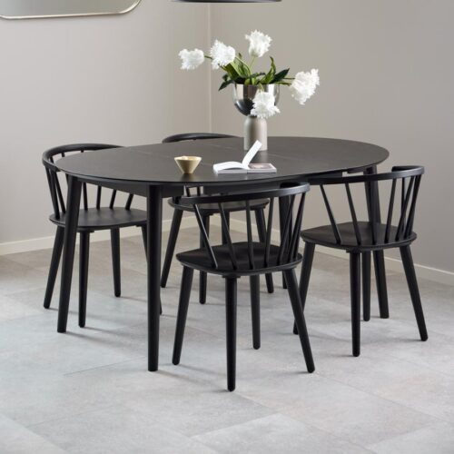 Montreux Spisebordssæt Montreux Spisebordsstole Sort Egetræ