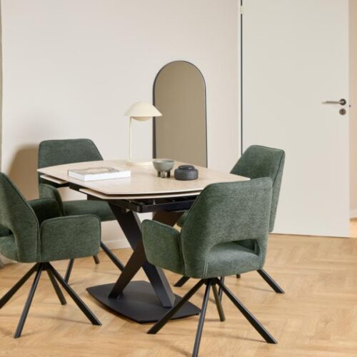 Morella Spisebord Sand Keramik Rotationsudtræk Tillægsplade