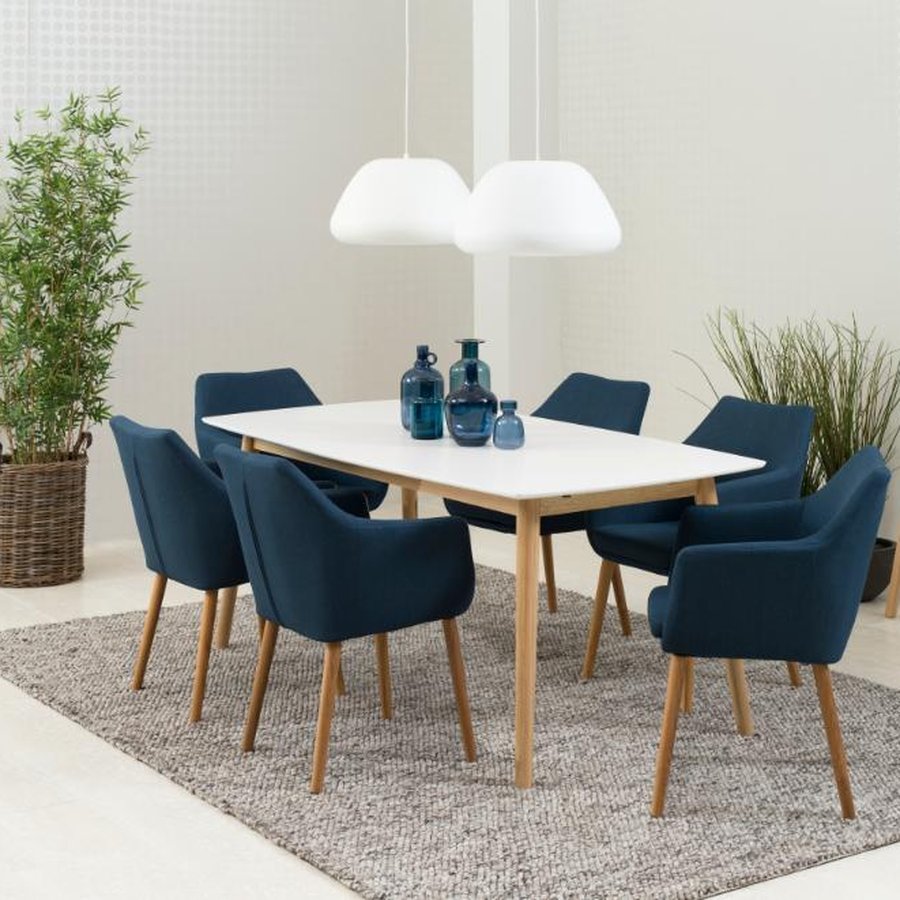Nagano Rektangulært Spisebord Hvid Mdf Stel