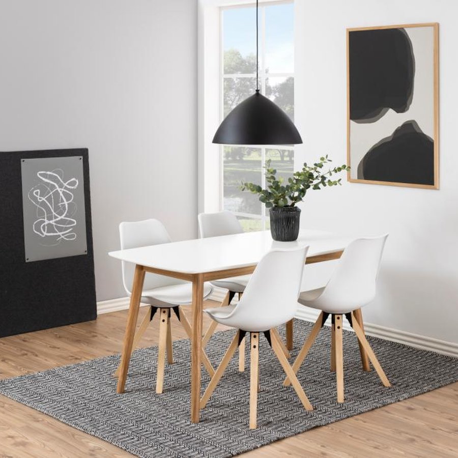 Nagano Rektangulært Spisebord Hvid Mdf Stel