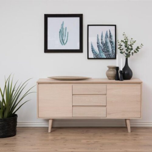 Nagano Skænk Hvidpigmenteret Egetræ Stel Hvidpigmenteret