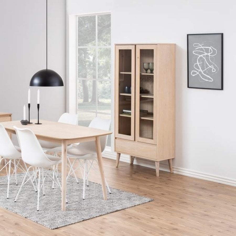 Nagano Vitrine Hvidpigmenteret Egetræ Klar Glas
