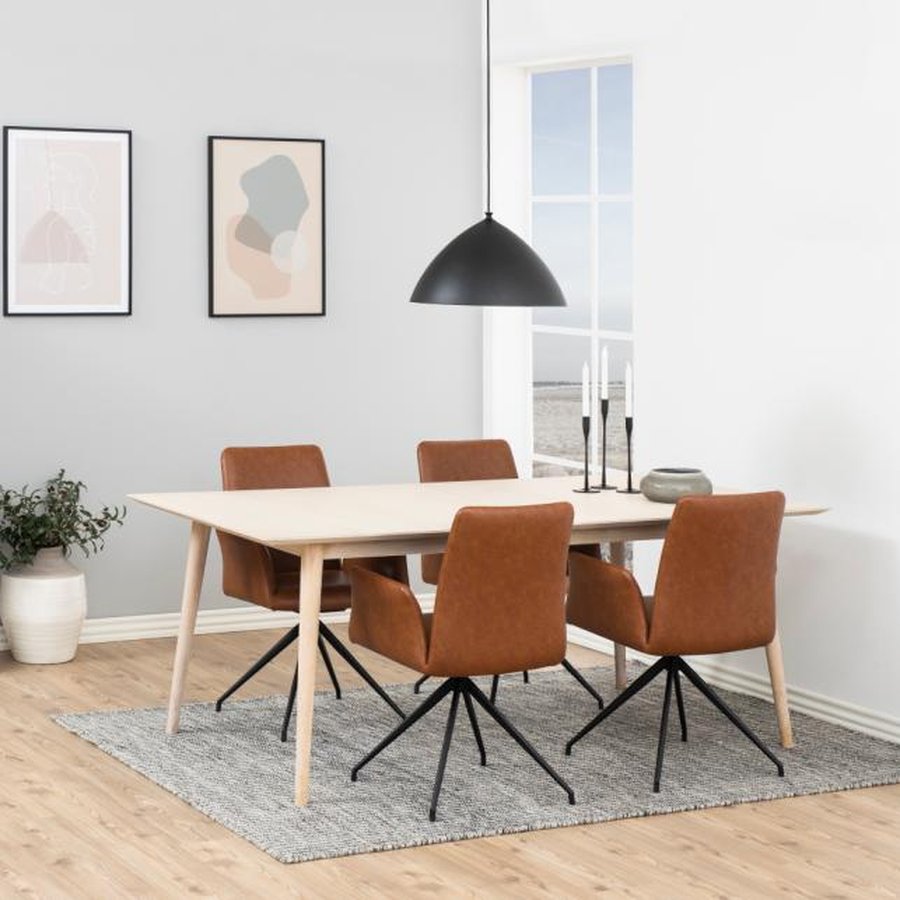 miljoe-naya-spisebordsstol-i-cognac-pu-retro-med-armln-og-stel-i-sort-stl-fra-0000082020-1 Naya Spisebordsstol Cognac Pu Retro Armlæn