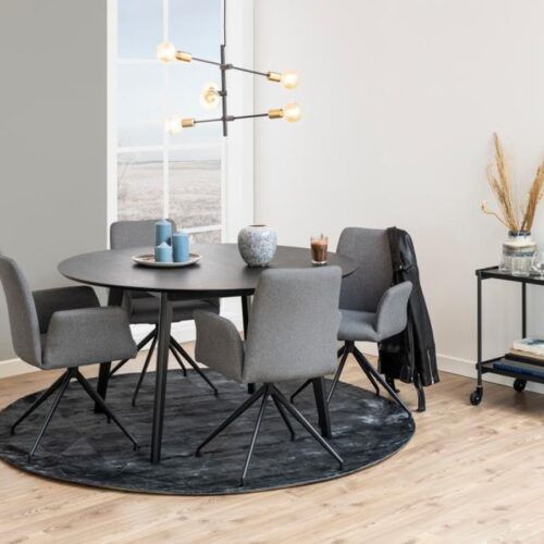 Naya Spisebordsstol Lysegrå Stof Armlæn Stel