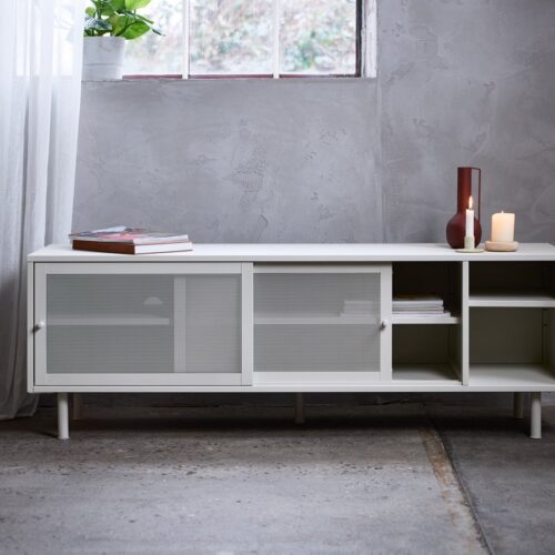 Norderstedt Tv Bænk Greige Stål