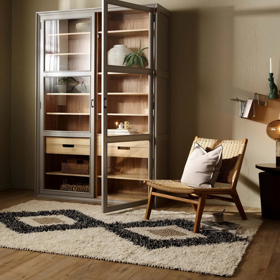 NUHA Gulvtæppe i Uld & Bomuld fra Nordal | 160x240 cm | Råhvid, Sort hos uniquebeds, home & living - Billede 2