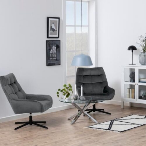 Paris Hvilestol Grå Stof Drejefunktion Stel