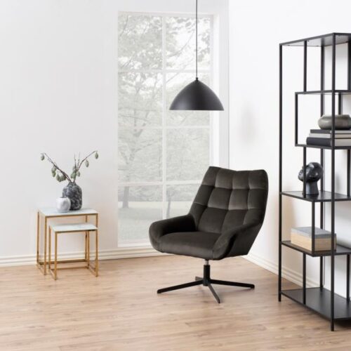 Paris Hvilestol Gråbrun Stof Drejefunktion Stel