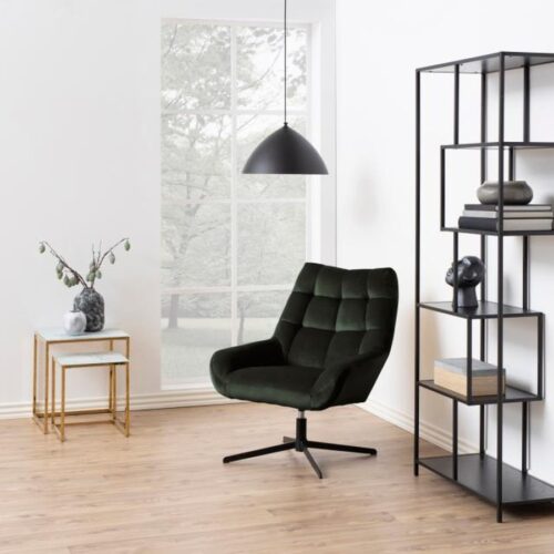 Paris Hvilestol Mørkegrøn Stof Drejefunktion Stel