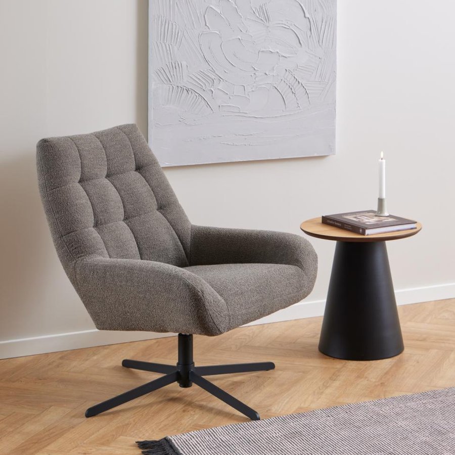 Paris Hvilestol Taupe Stof Drejefunktion Stel