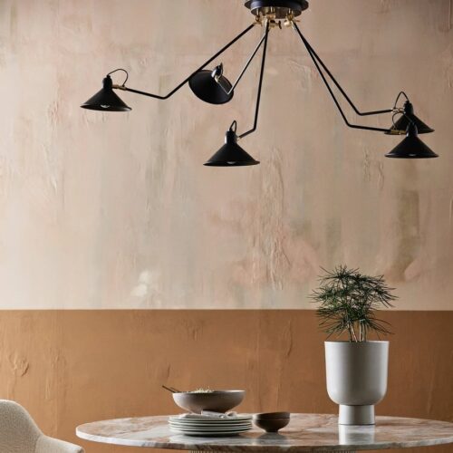 BRIMO Pendel i Sortlakeret Mteal med Messing Detaljer & 5 Arme fra Nordal | Sort, Guld hos uniquebeds, home & living - Billede 2