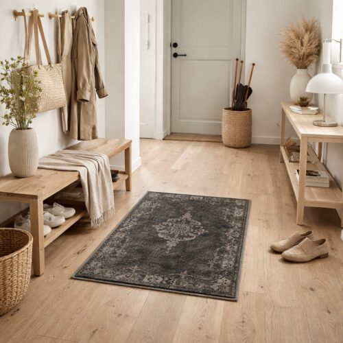 GRAND Gulvtæppe med Orientalsk Mønster fra Nordal | 60x90 cm | Sort hos uniquebeds, home & living - Billede 1