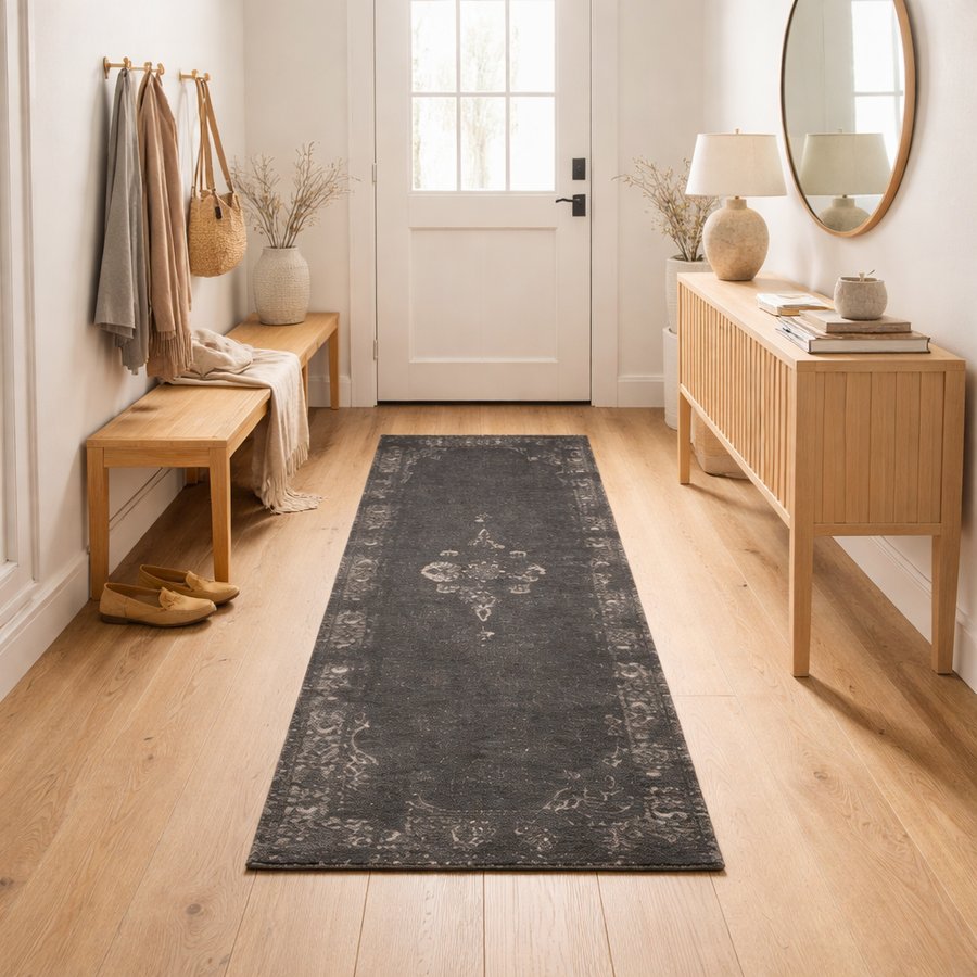 GRAND Gulvtæppe med Orientalsk Mønster fra Nordal | 75x200 cm | Sort hos uniquebeds, home & living - Billede 1