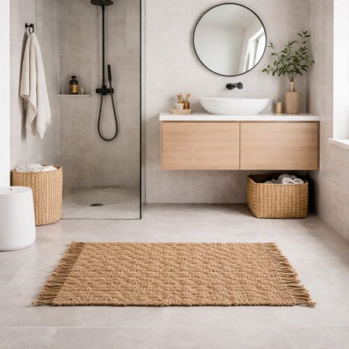 LUNA Bademåtte i 100% Bomuld fra Nordal | 60x120 cm | Lysebrun hos uniquebeds, home & living - Billede 1