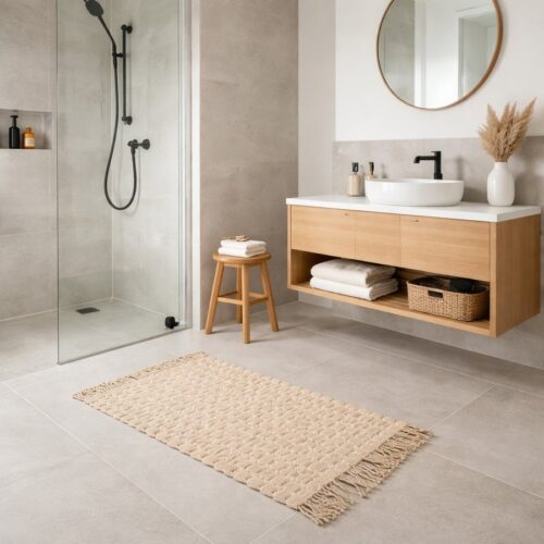 LUNA Bademåtte i 100% Bomuld fra Nordal | 60x120 cm | Råhvid hos uniquebeds, home & living - Billede 1