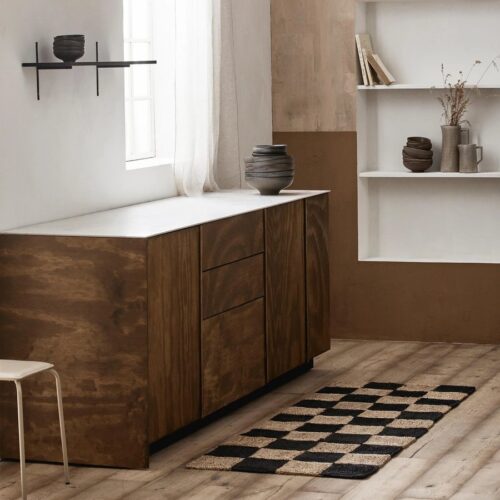 NANEA Gulvtæppe i 100% Jute med Ternet Mønster fra Nordal | 60x90 cm | Natur, Sort hos uniquebeds, home & living - Billede 2