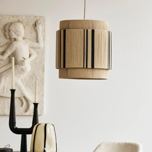 VINATA Pendel i Bomuldsflet fra Nordal | Ø40x44 cm | Natur, Sort hos uniquebeds, home & living - Billede 2